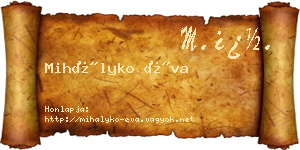 Mihályko Éva névjegykártya
